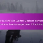 Bonificaciones de Evento: Misiones por tiempo limitado, Eventos especiales, XP adicional